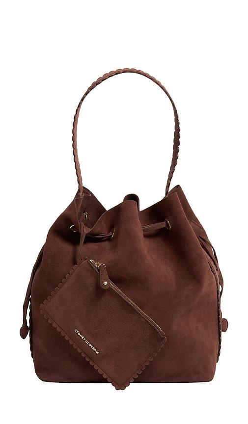 stoney clover lane henrietta bucket bag in brown.