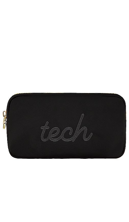 stoney clover lane noir tech embroidered small pouch in noir.
