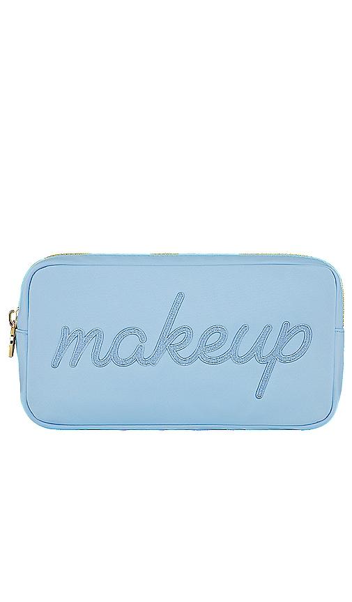 stoney clover lane periwinkle makeup embroidered small pouch in periwinkle.