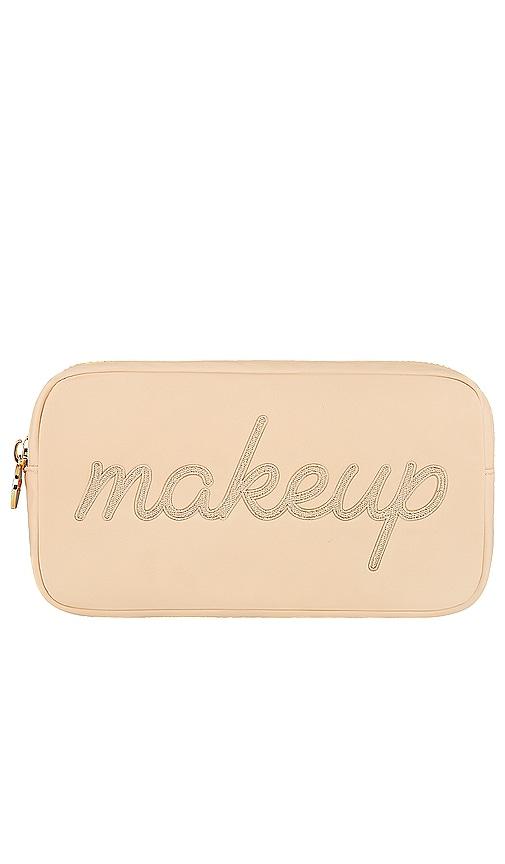 stoney clover lane sand makeup embroidered small pouch in sand.