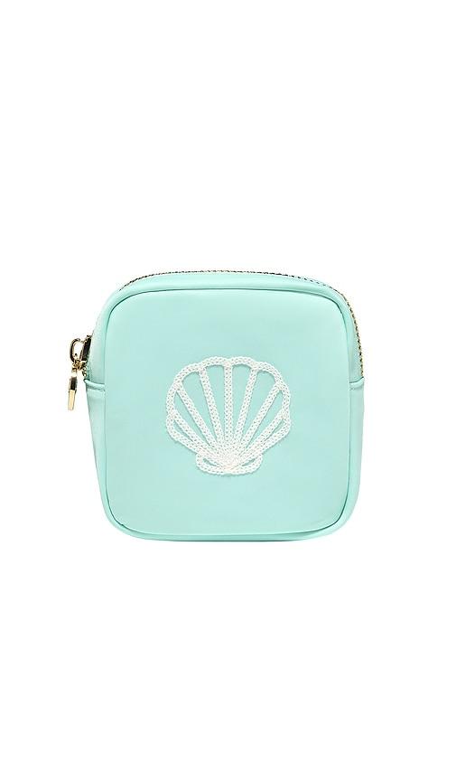 stoney clover lane shell embroidered mini pouch in cotton candy.