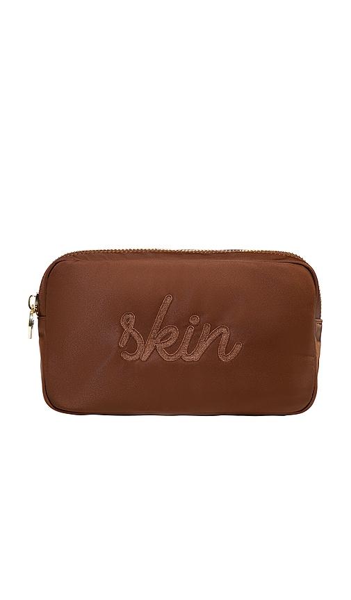 stoney clover lane skin embroidered small pouch in espresso.