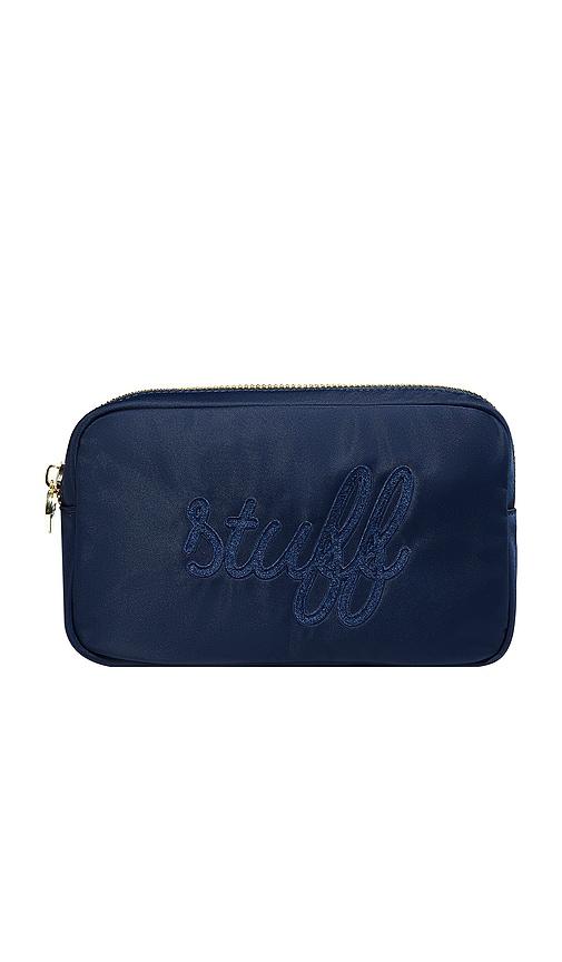 stoney clover lane stuff embroidered small pouch in sapphire.