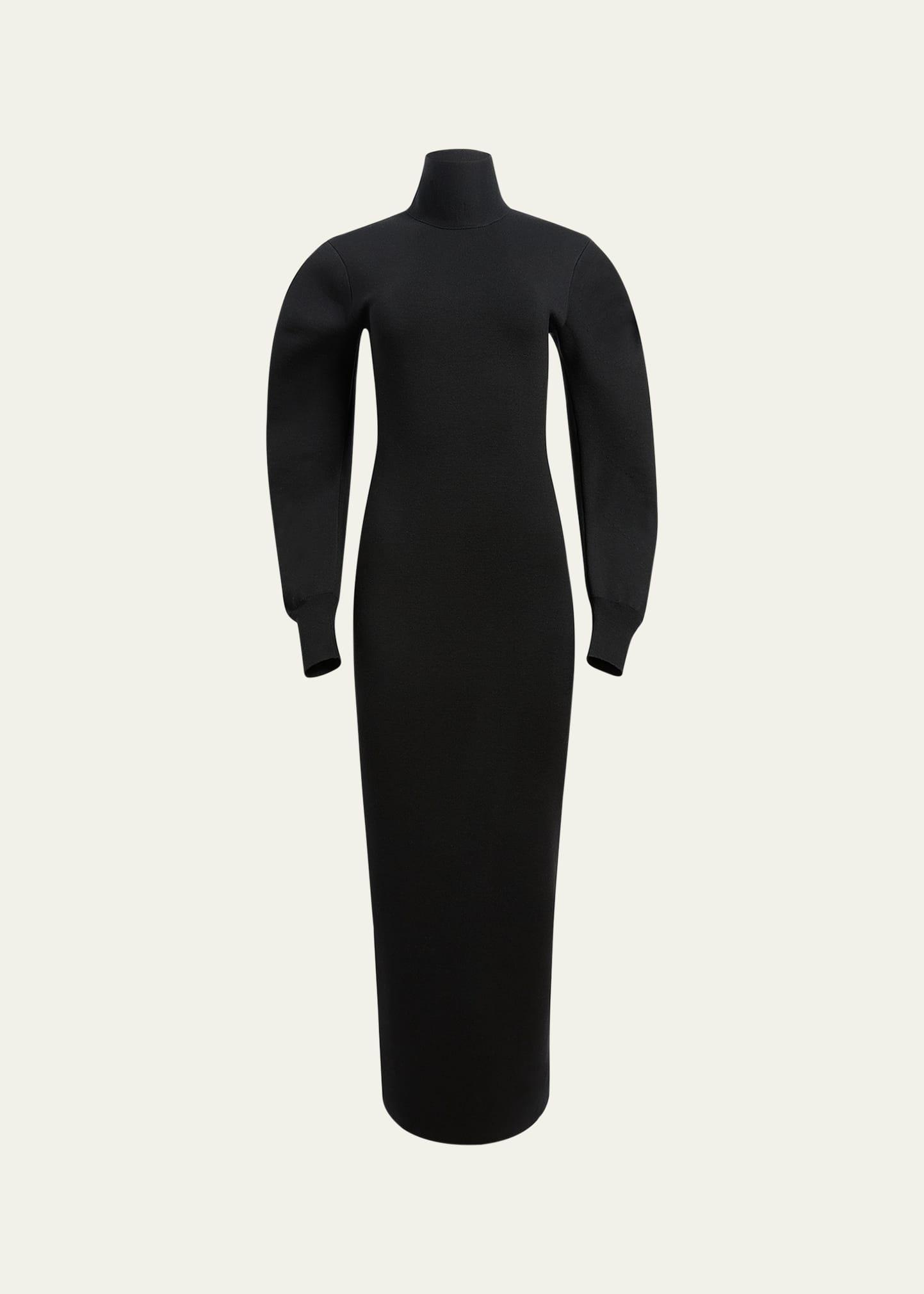 storm turtleneck wool maxi dress