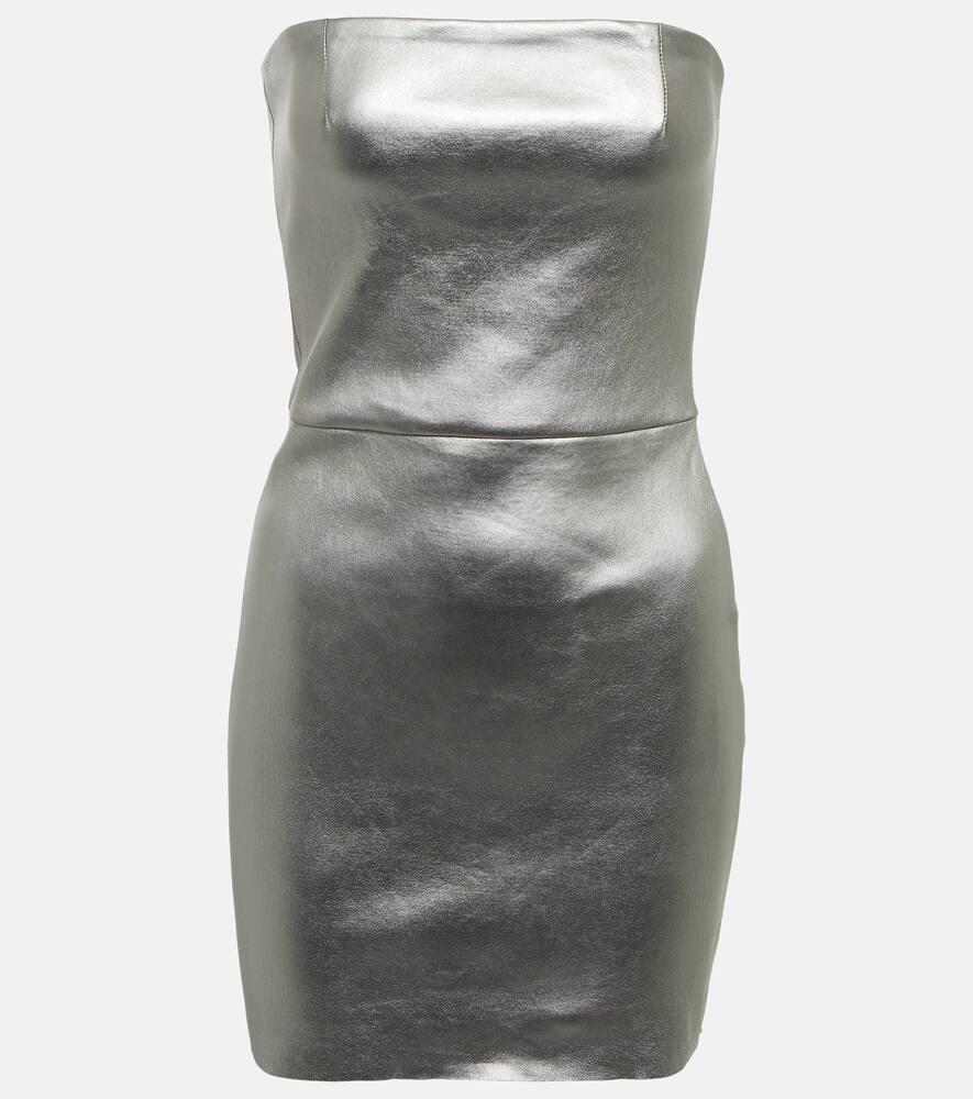 stouls amina strapless leather minidress