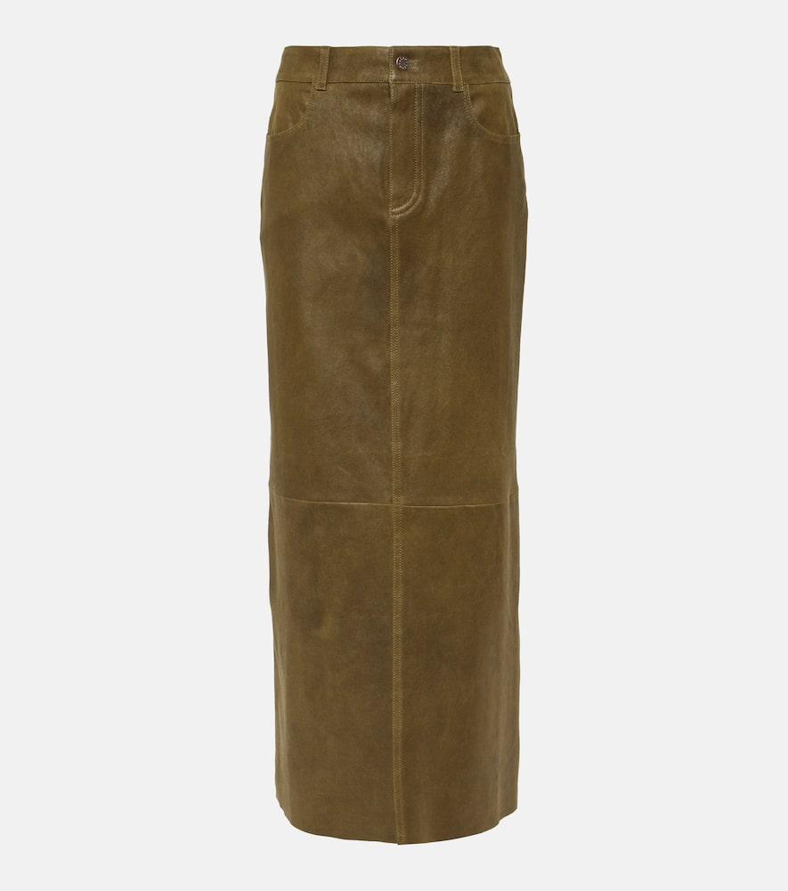 stouls beth leather midi skirt
