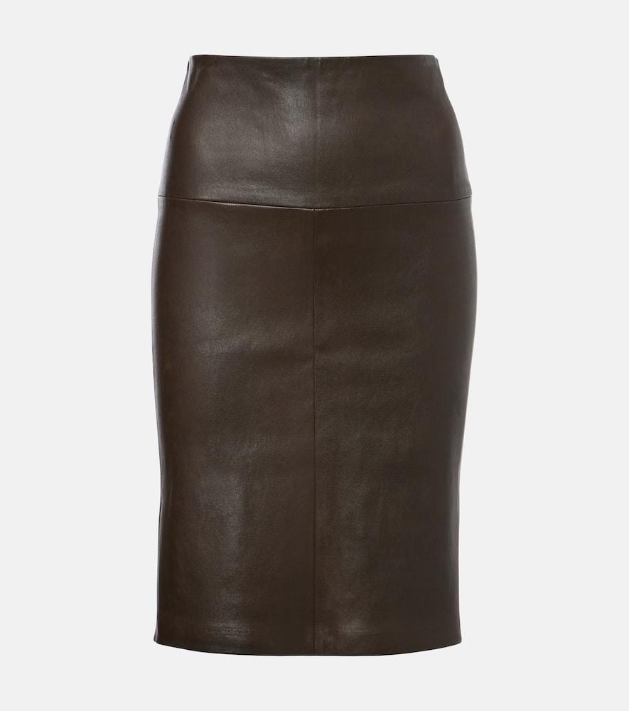stouls gin leather midi skirt