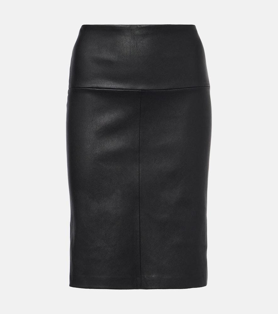 stouls gin leather midi skirt