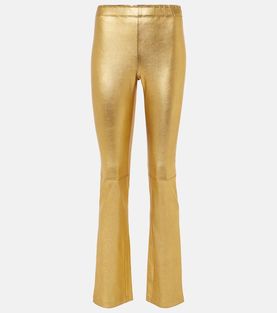 stouls jp long metallic leather slim pants