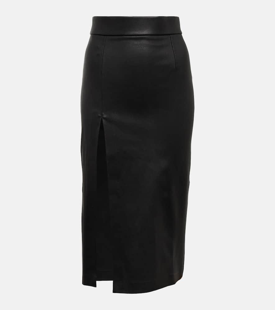 stouls lea leather midi skirt