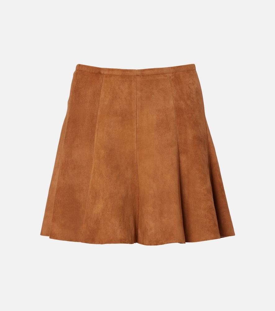 stouls mila pleated suede miniskirt