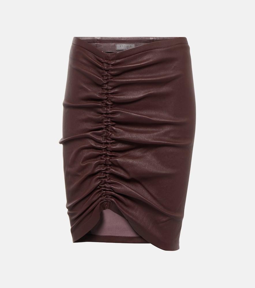 stouls mouna ruched leather miniskirt