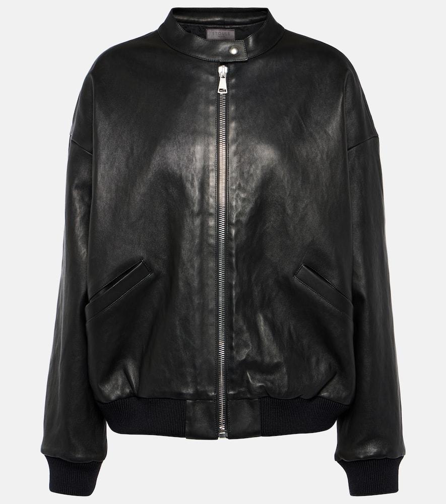 stouls pharrell leather bomber jacket