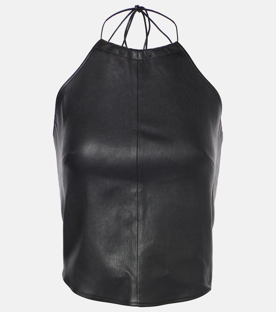 stouls rosie halterneck leather top