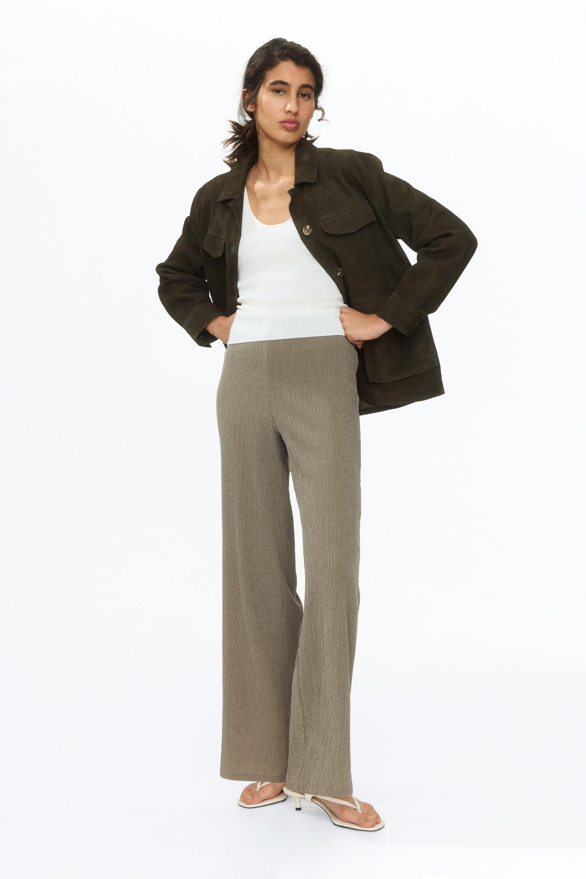 straight crinkled pants