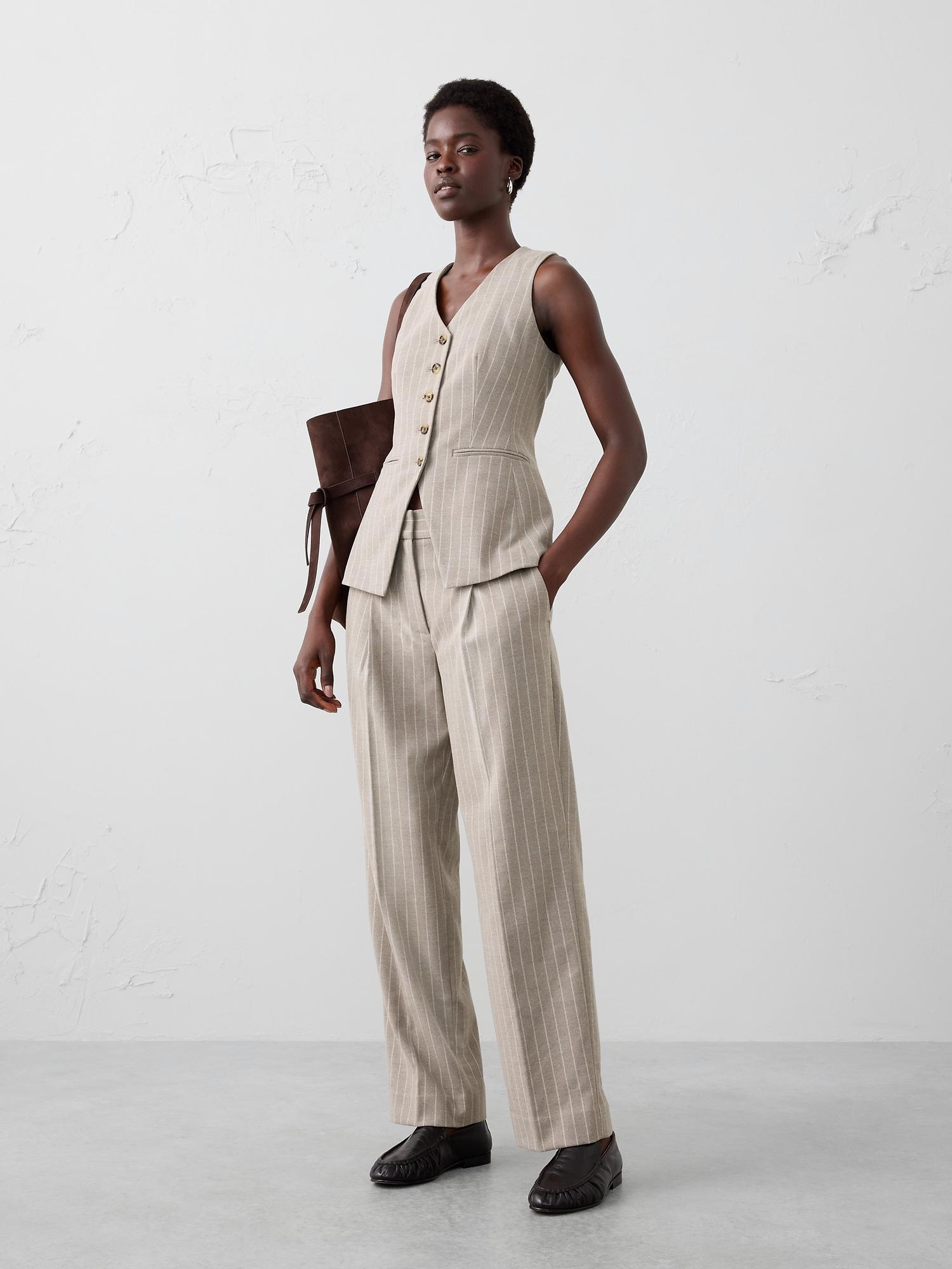 straight high-rise pinstripe trouser
