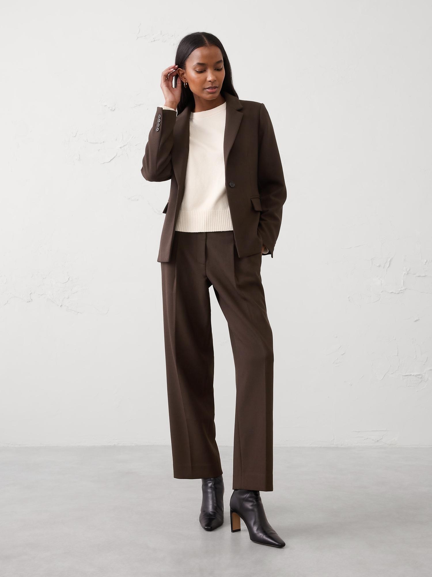 straight high-rise pinstripe trouser