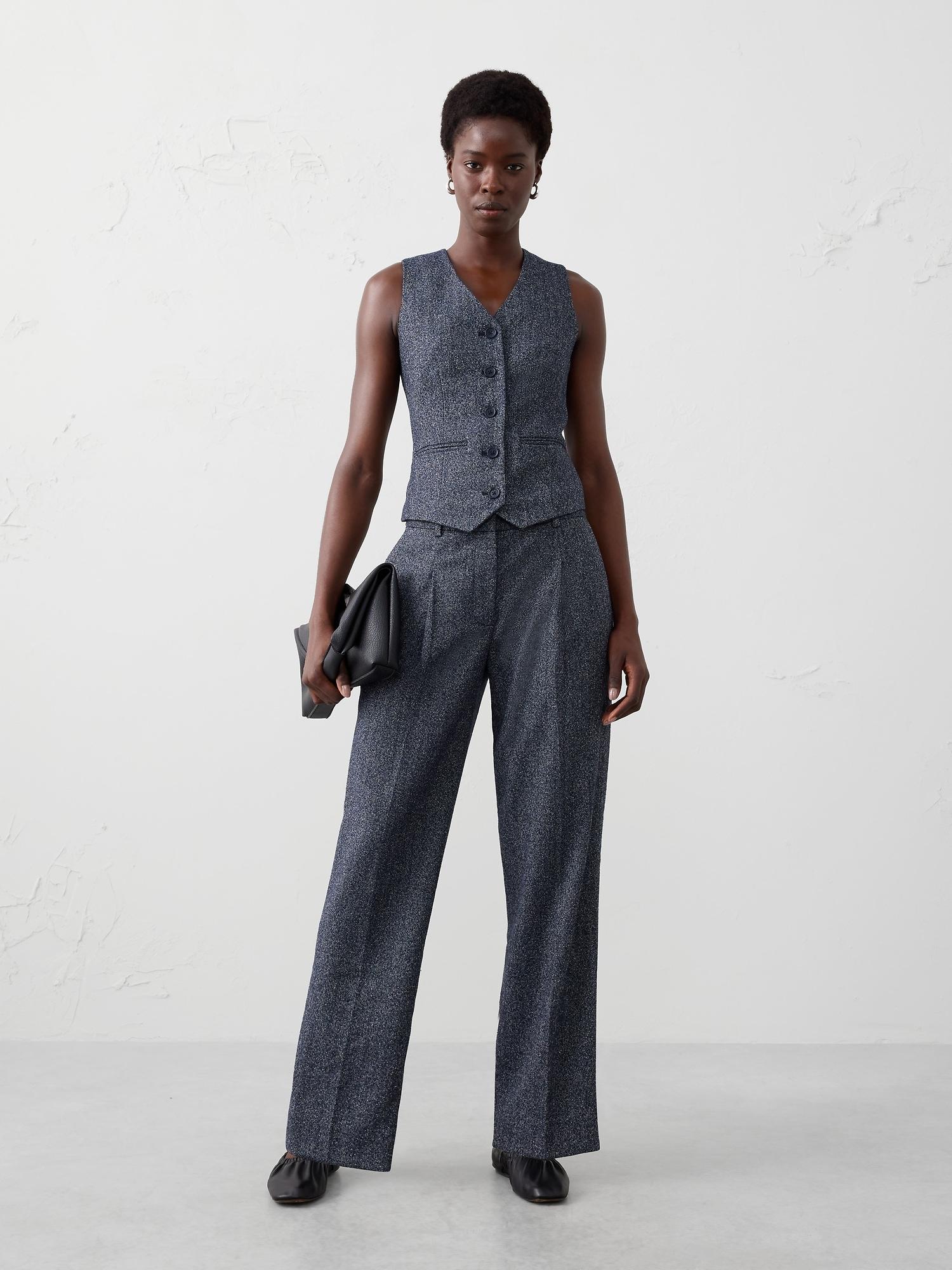 straight high-rise pinstripe trouser