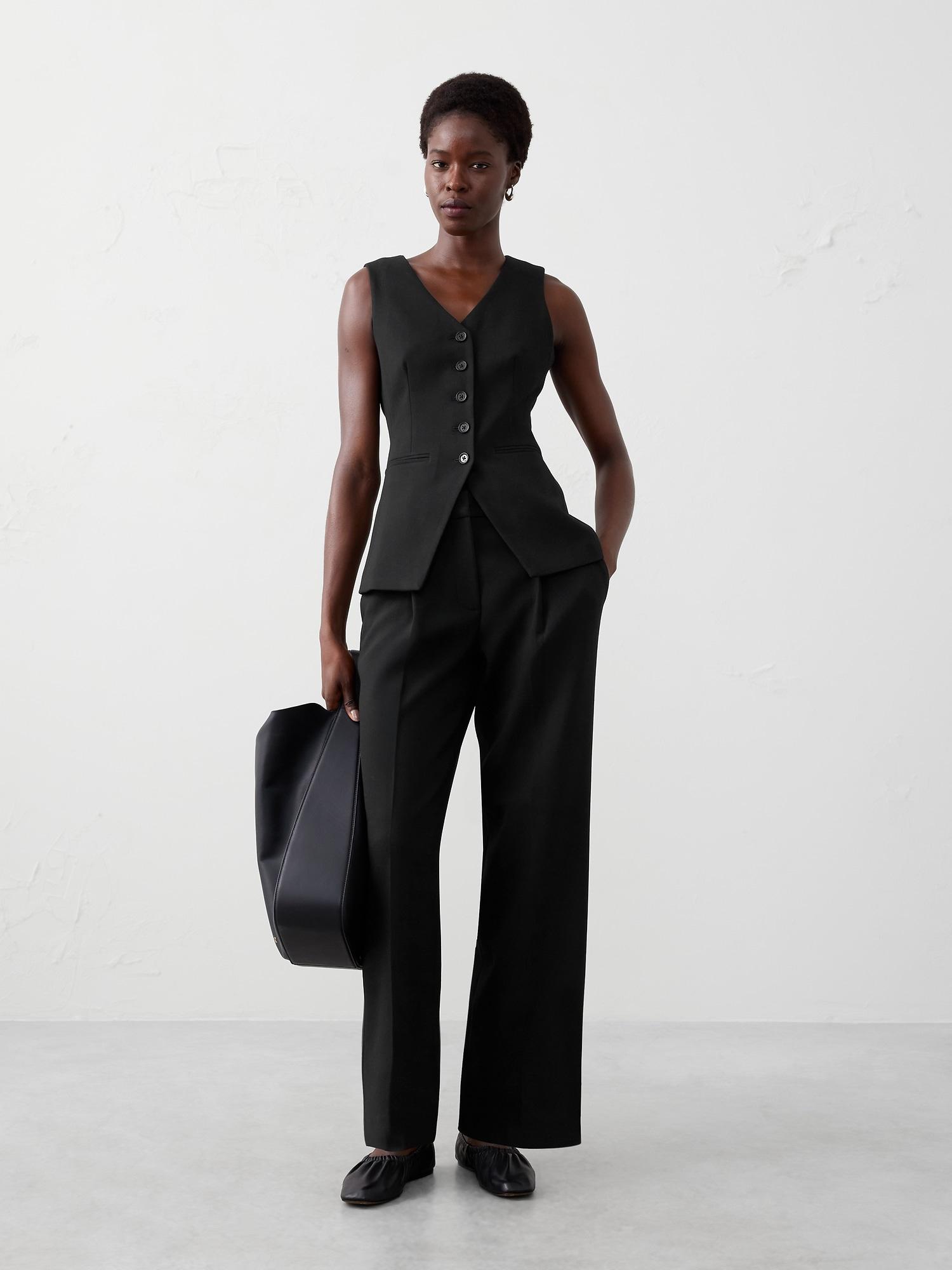 straight high-rise pinstripe trouser