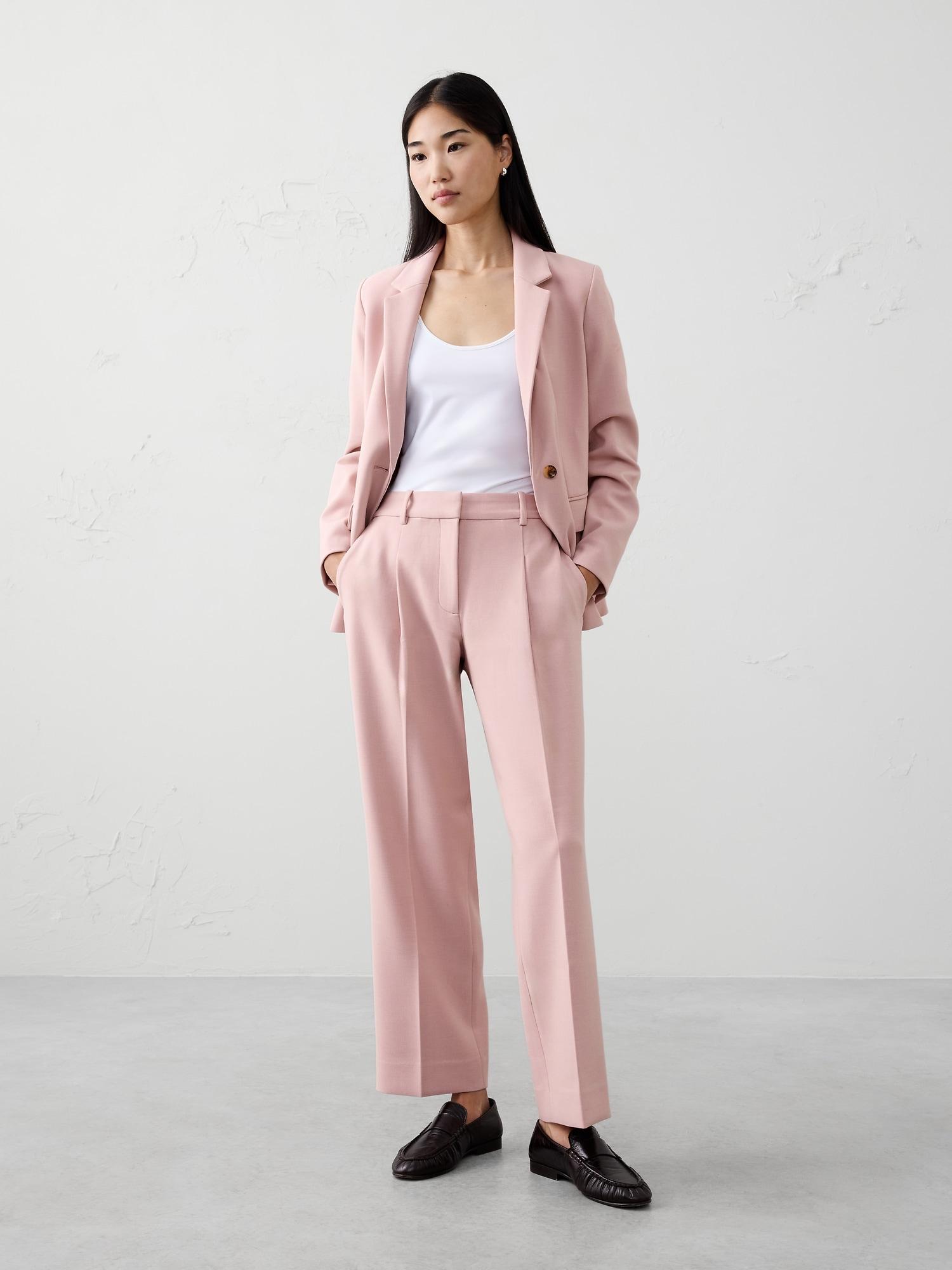 straight high-rise pinstripe trouser