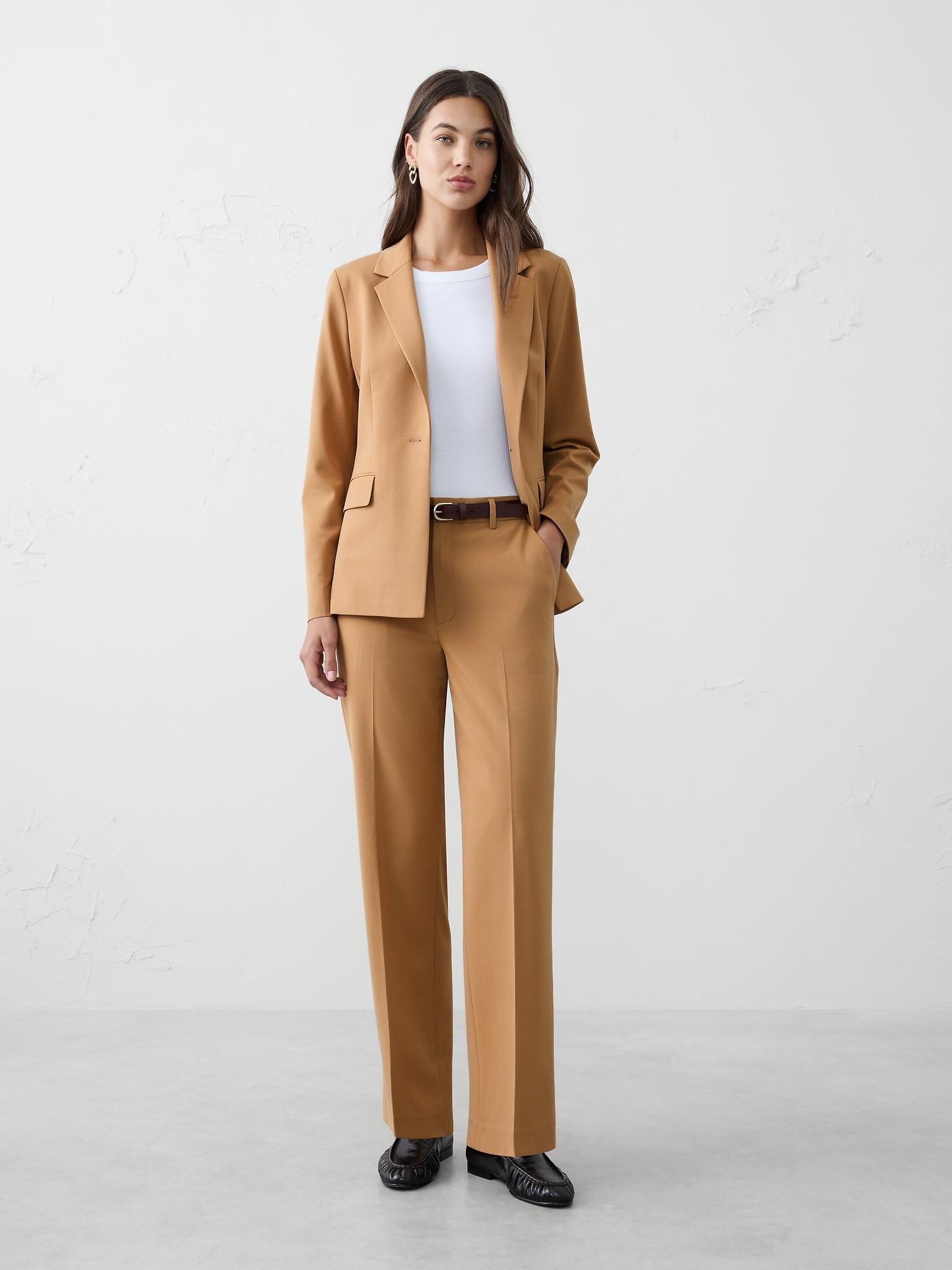 straight high-rise sculpted trouser