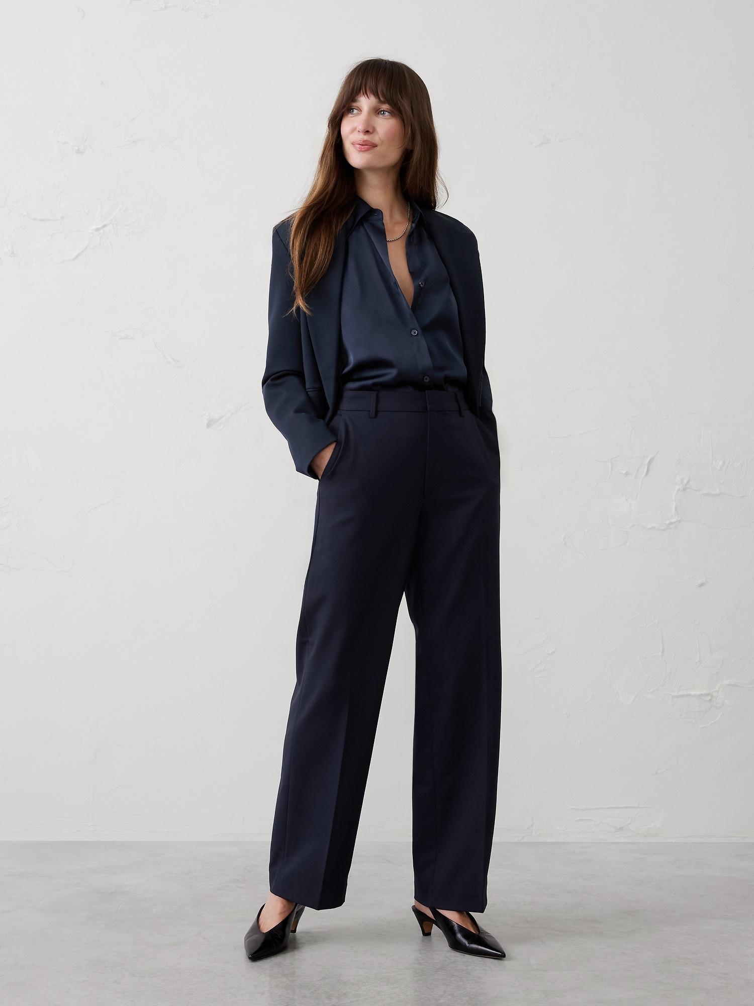 straight high-rise sculpted trouser