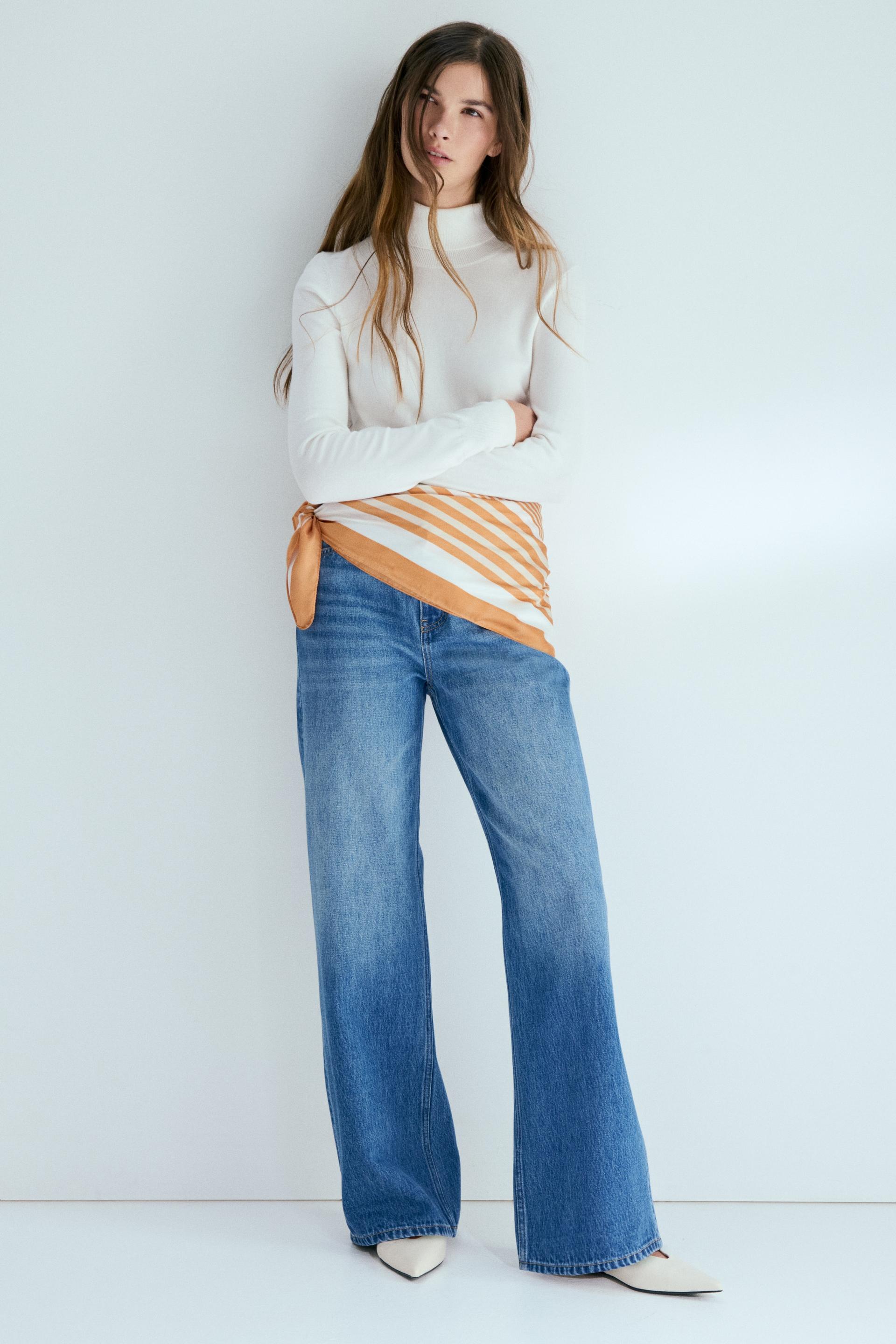 straight high waist scarf-detail jeans