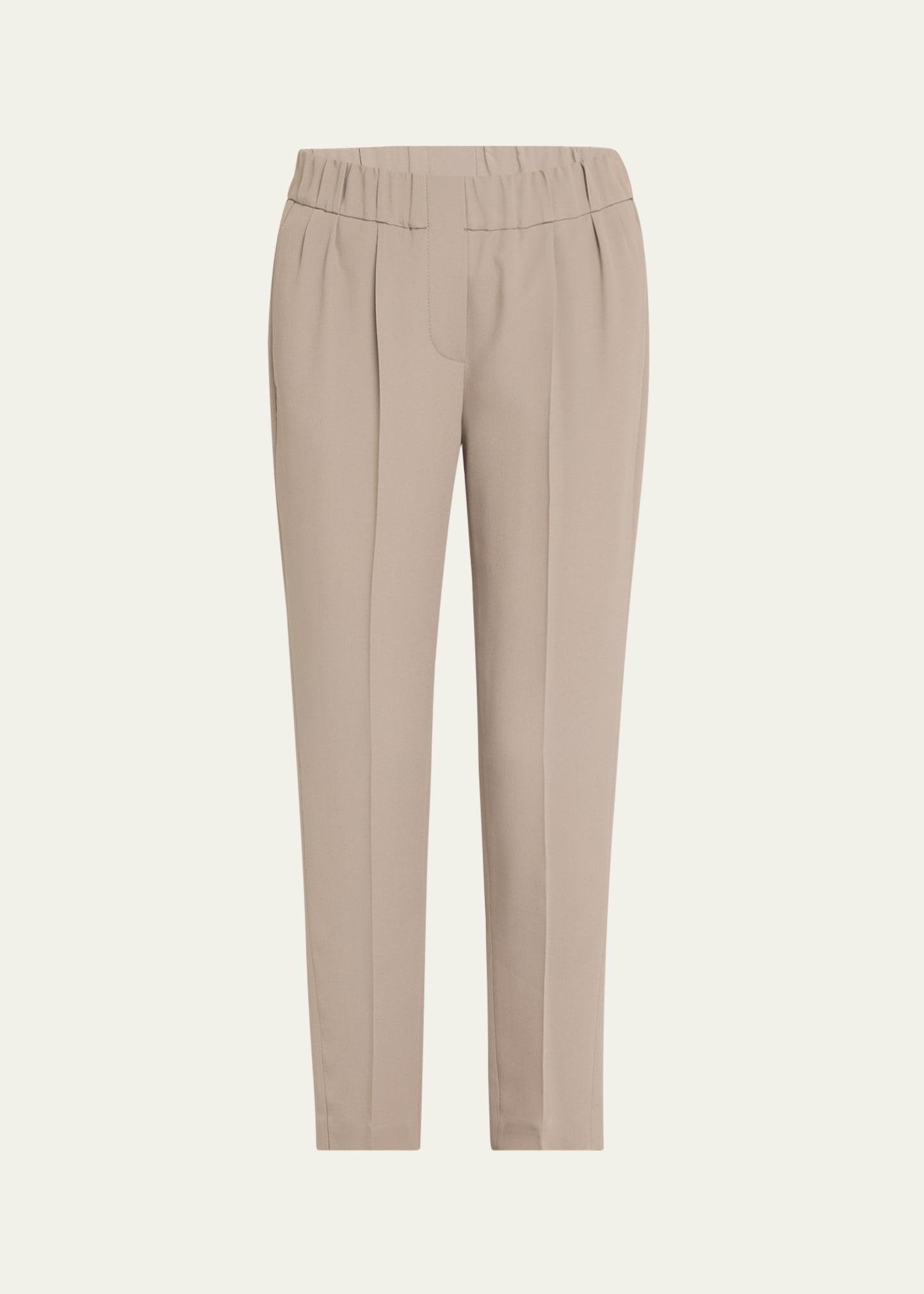 straight-leg ankle silk pull-on pants