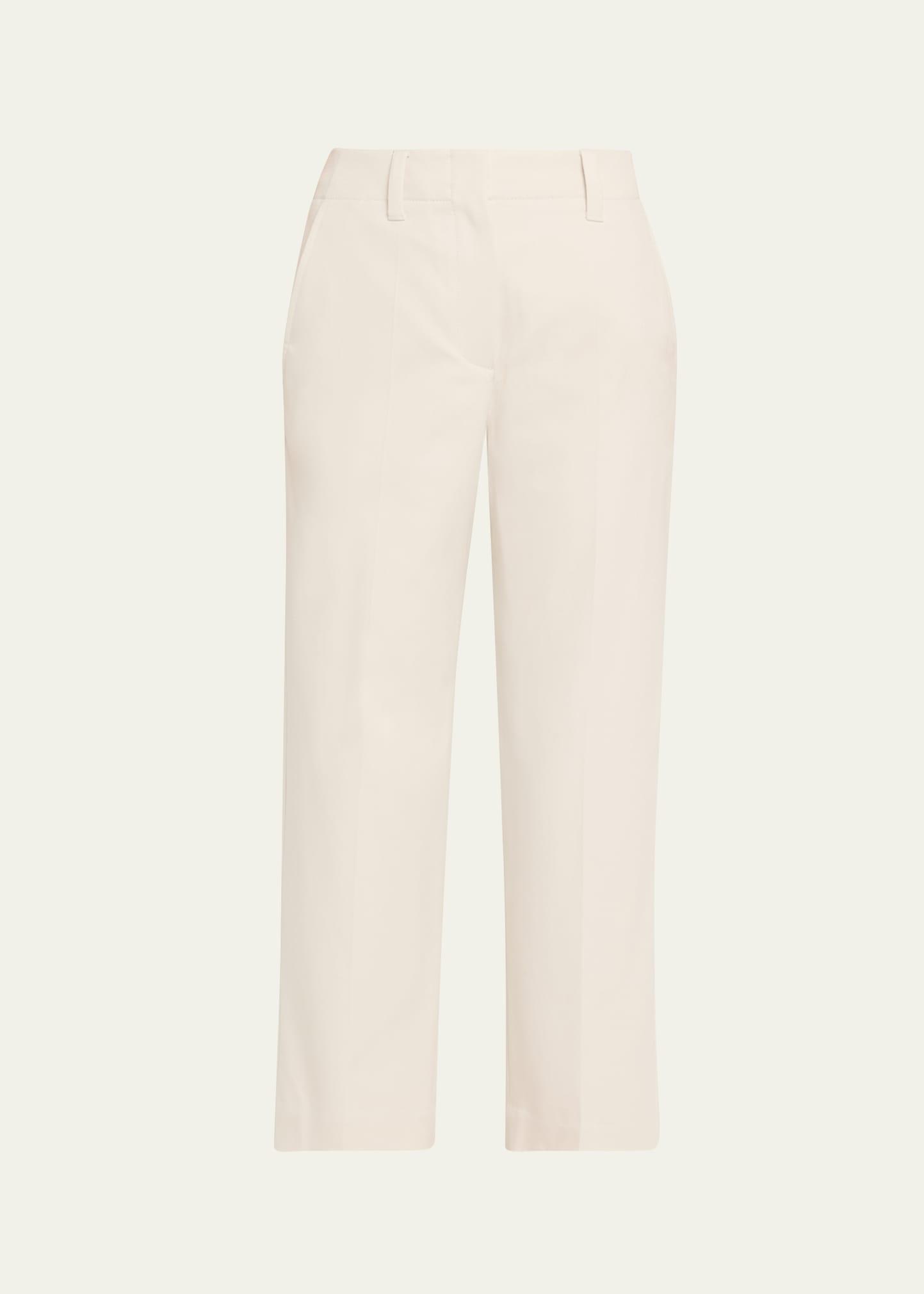 straight-leg cotton trousers