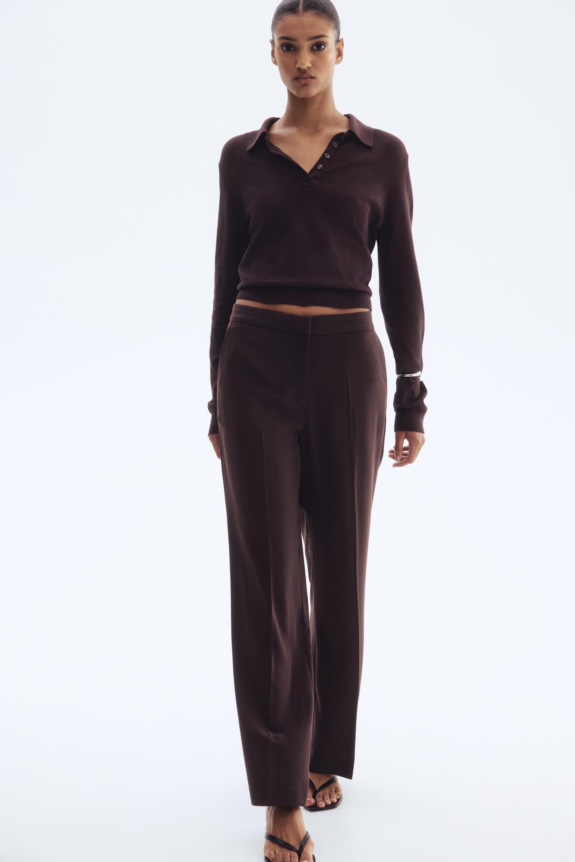 straight-leg creased pants