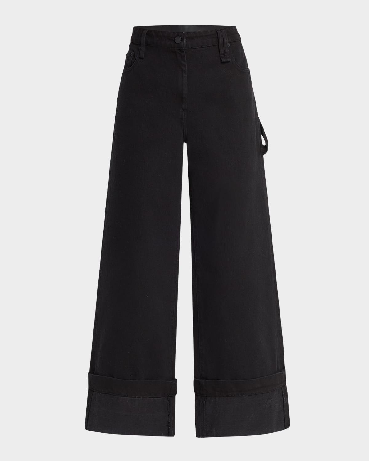 straight-leg cuffed boyfriend jeans