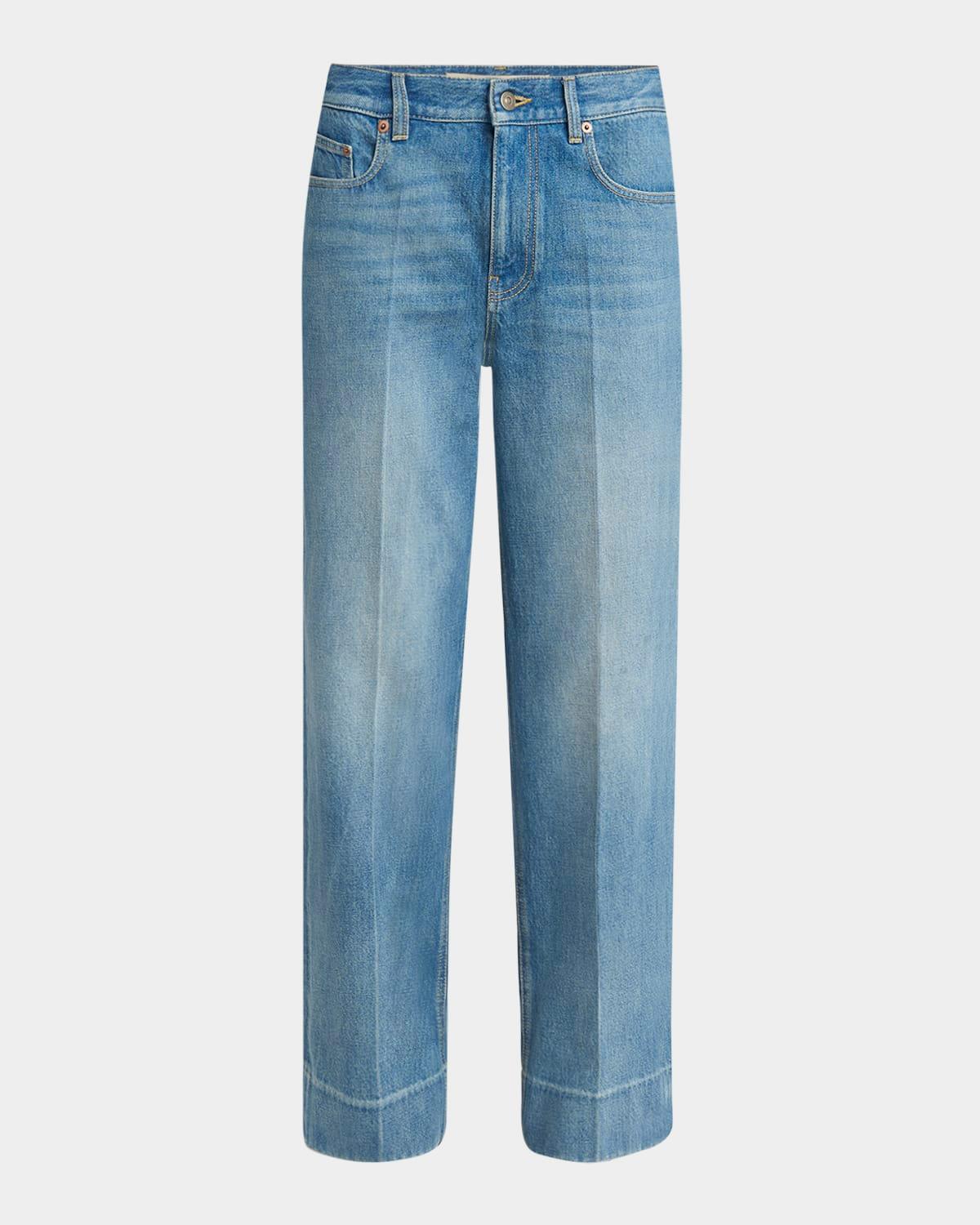 straight leg denim pants