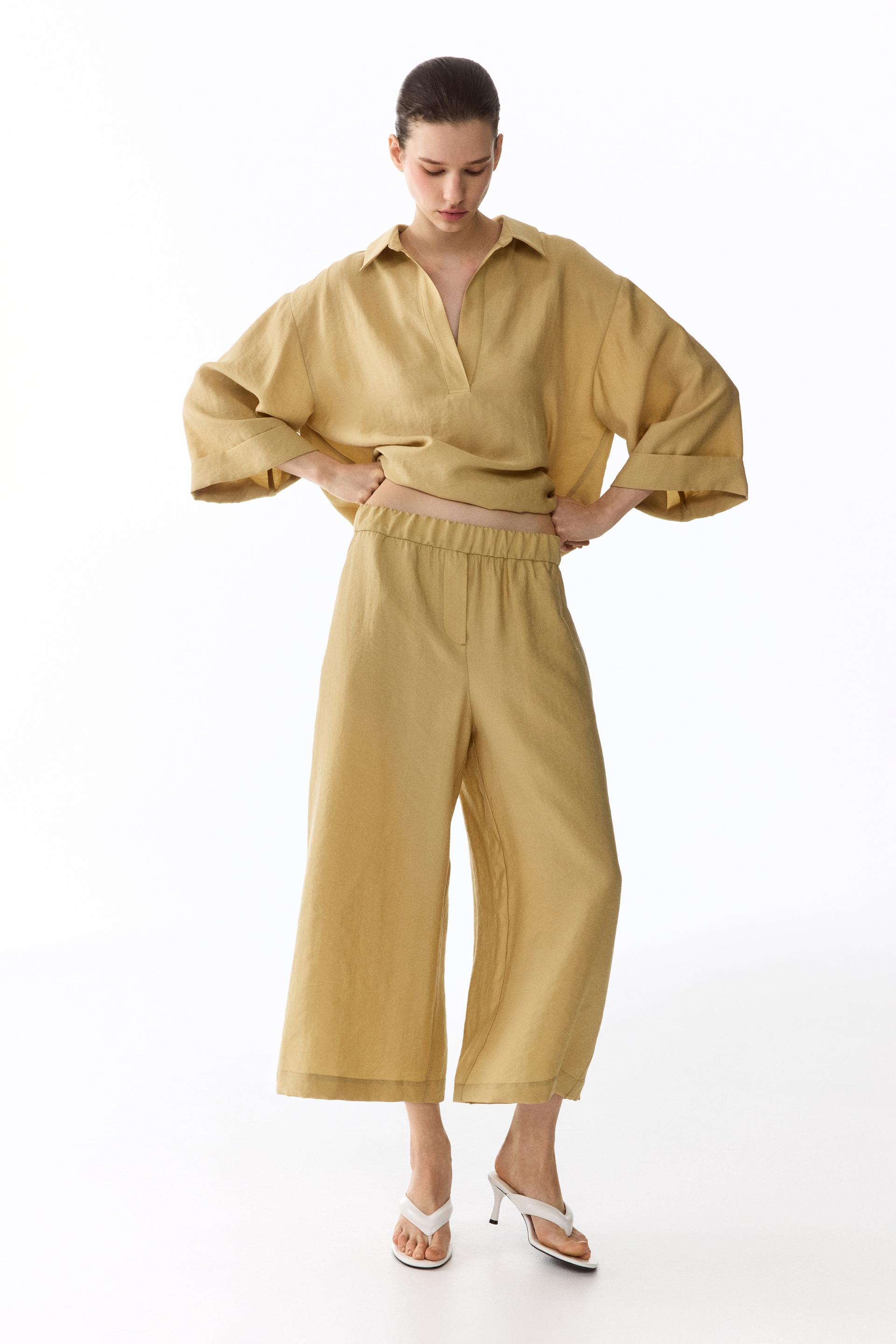 straight-leg lyocell-blend pants