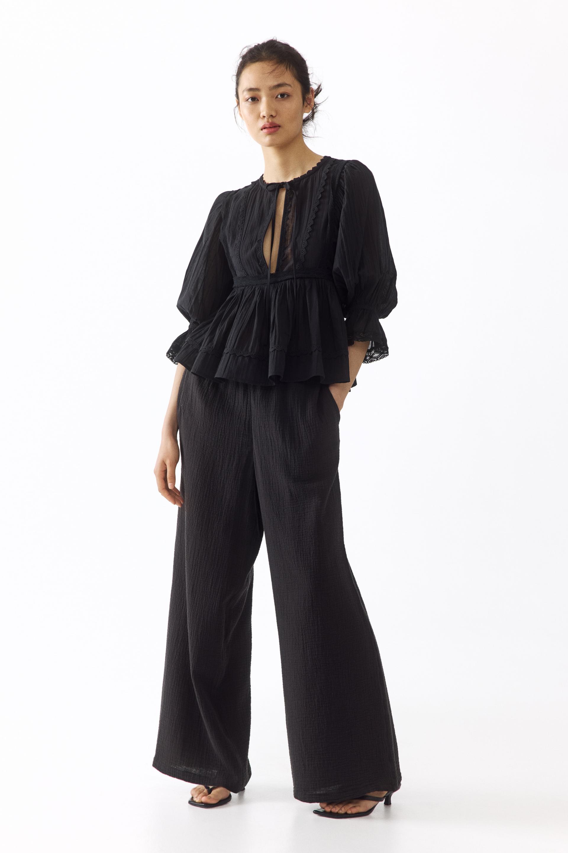 straight-leg muslin pants