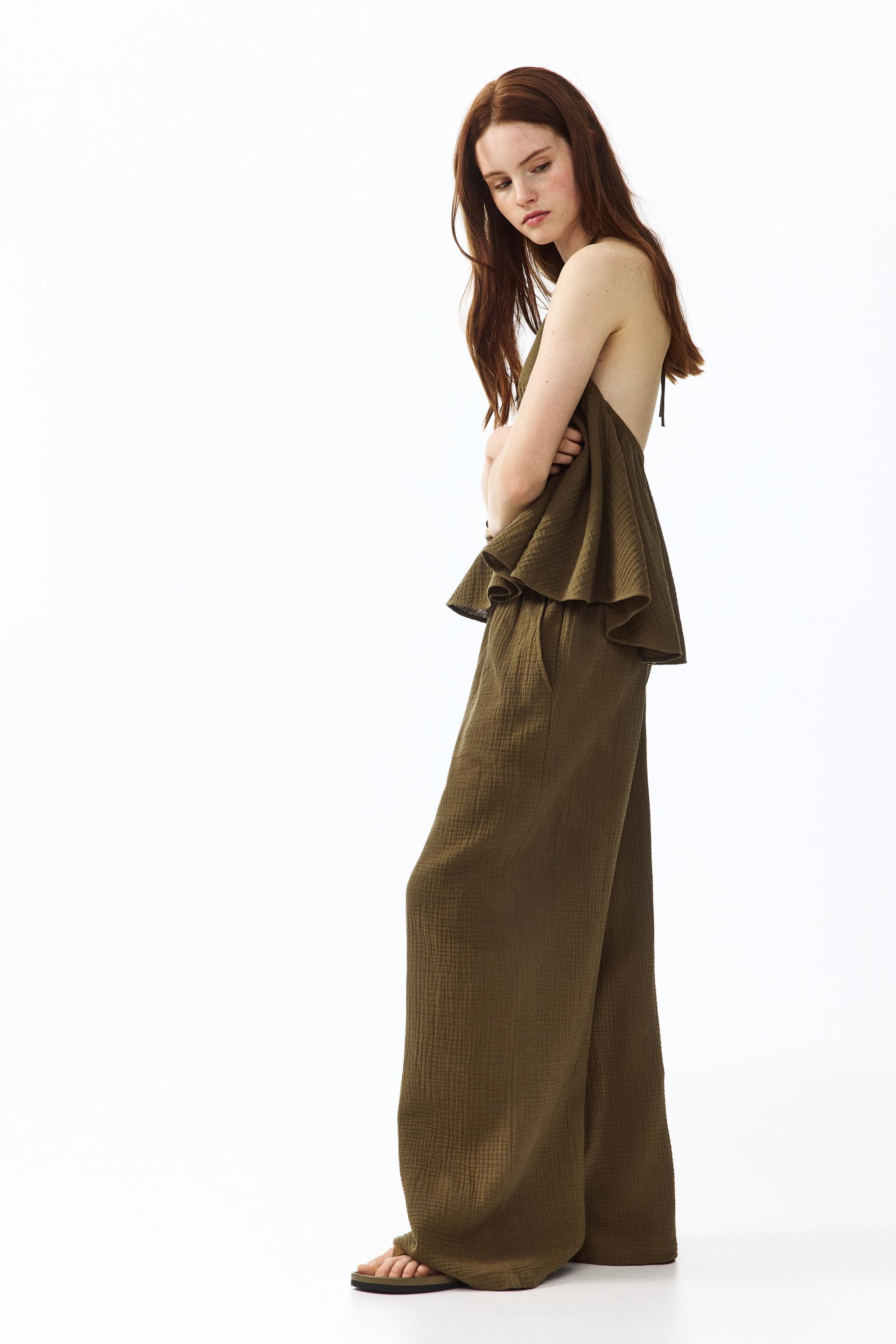 straight-leg muslin pants