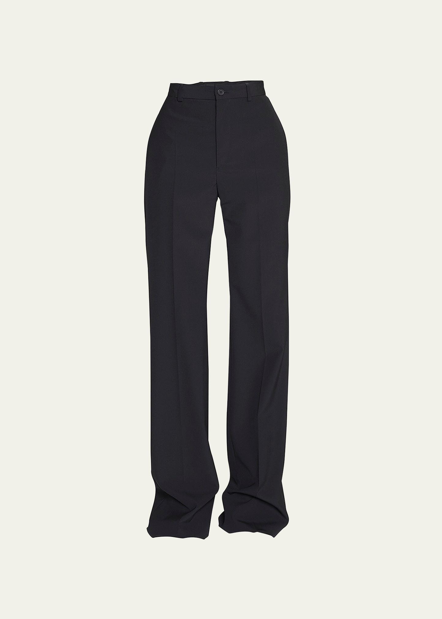 straight-leg pants with floor-length hem
