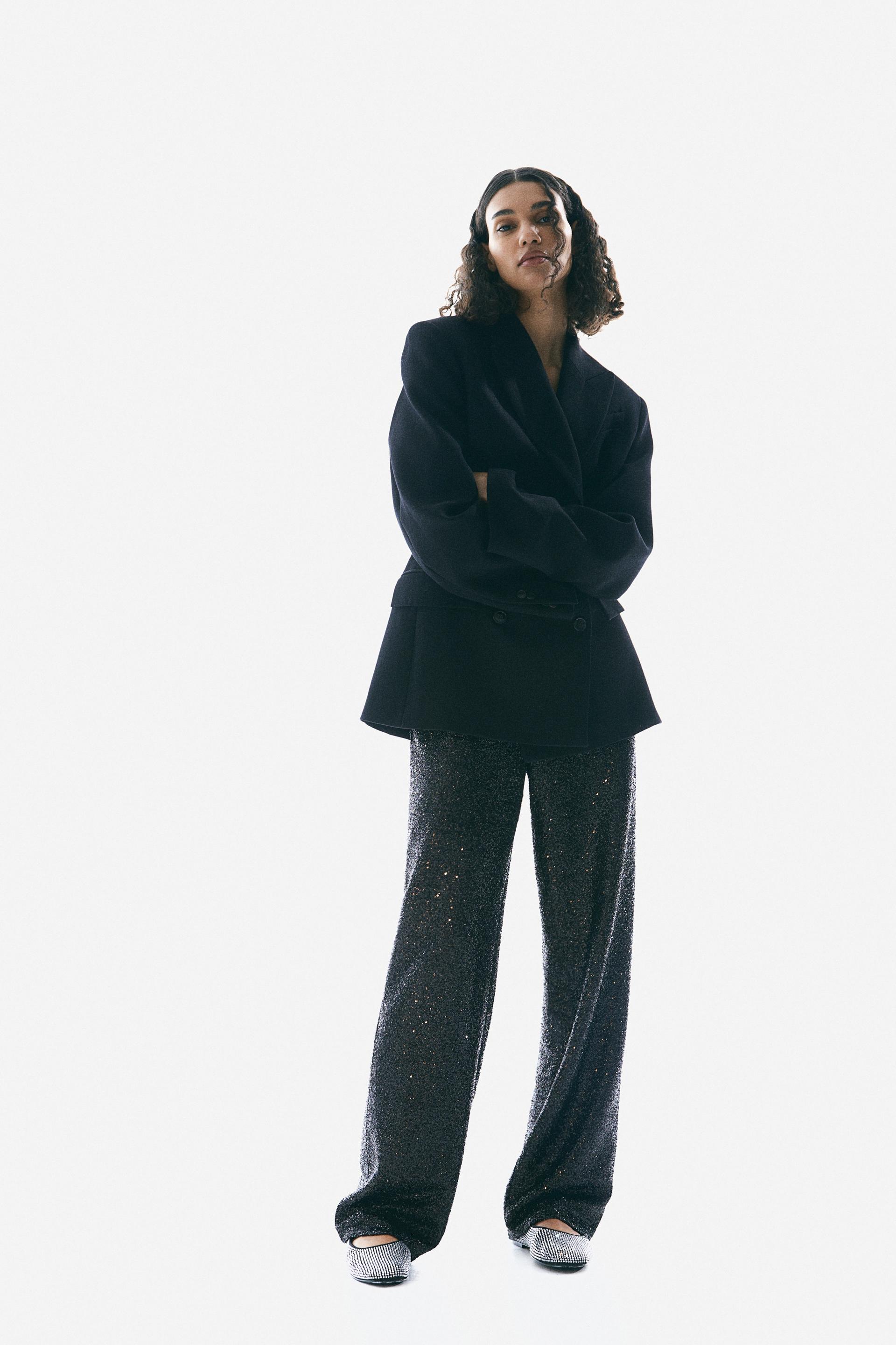 straight-leg sequined pants