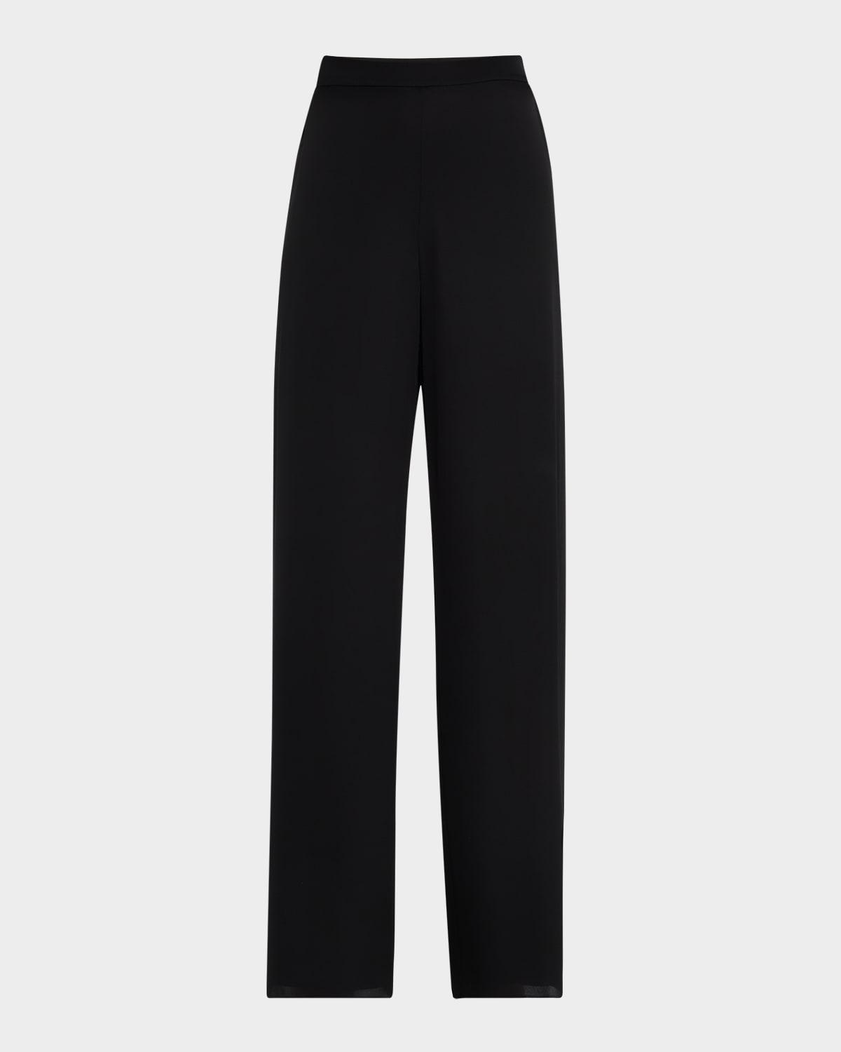 straight-leg stretch georgette pants