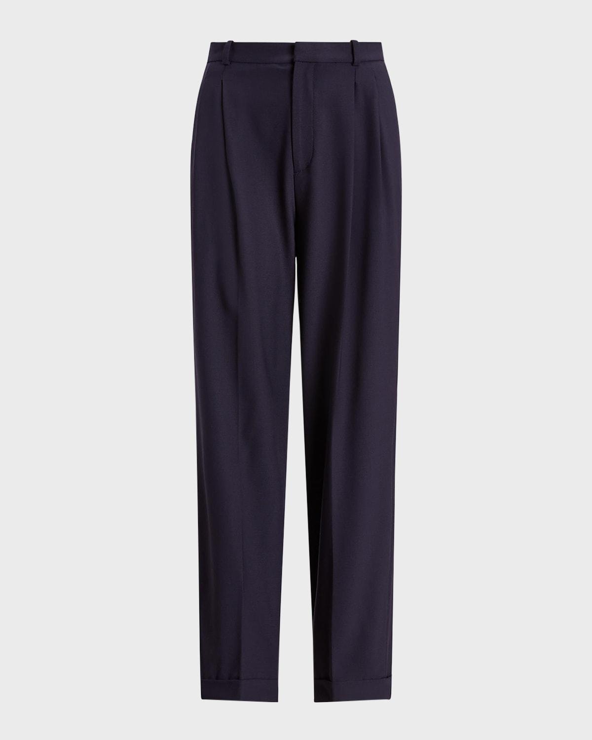 straight-leg stretch wool-blend pants