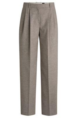 straight-leg trousers in stretch fabric- light grey women's formal pants