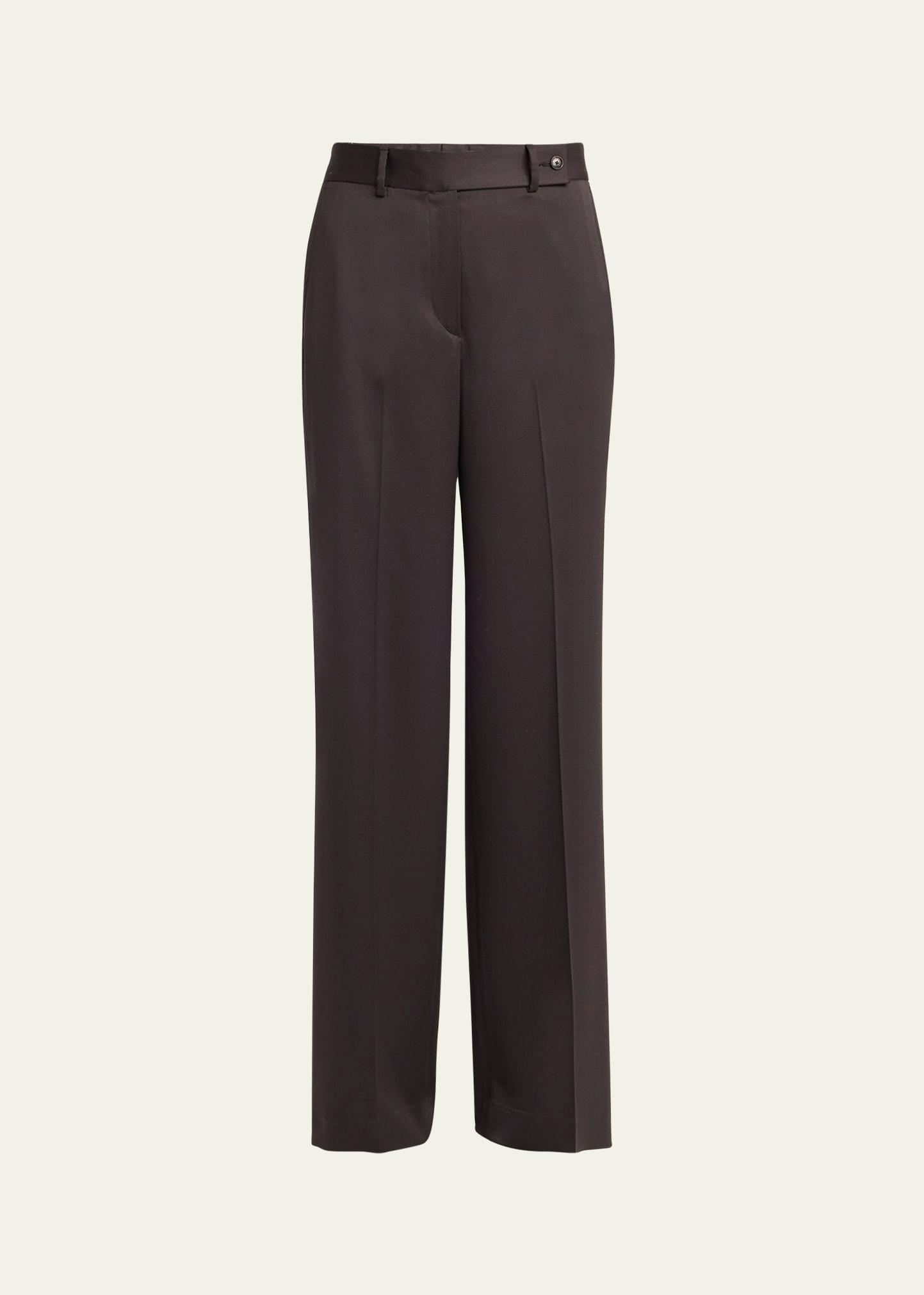 straight leg wool-blend trousers