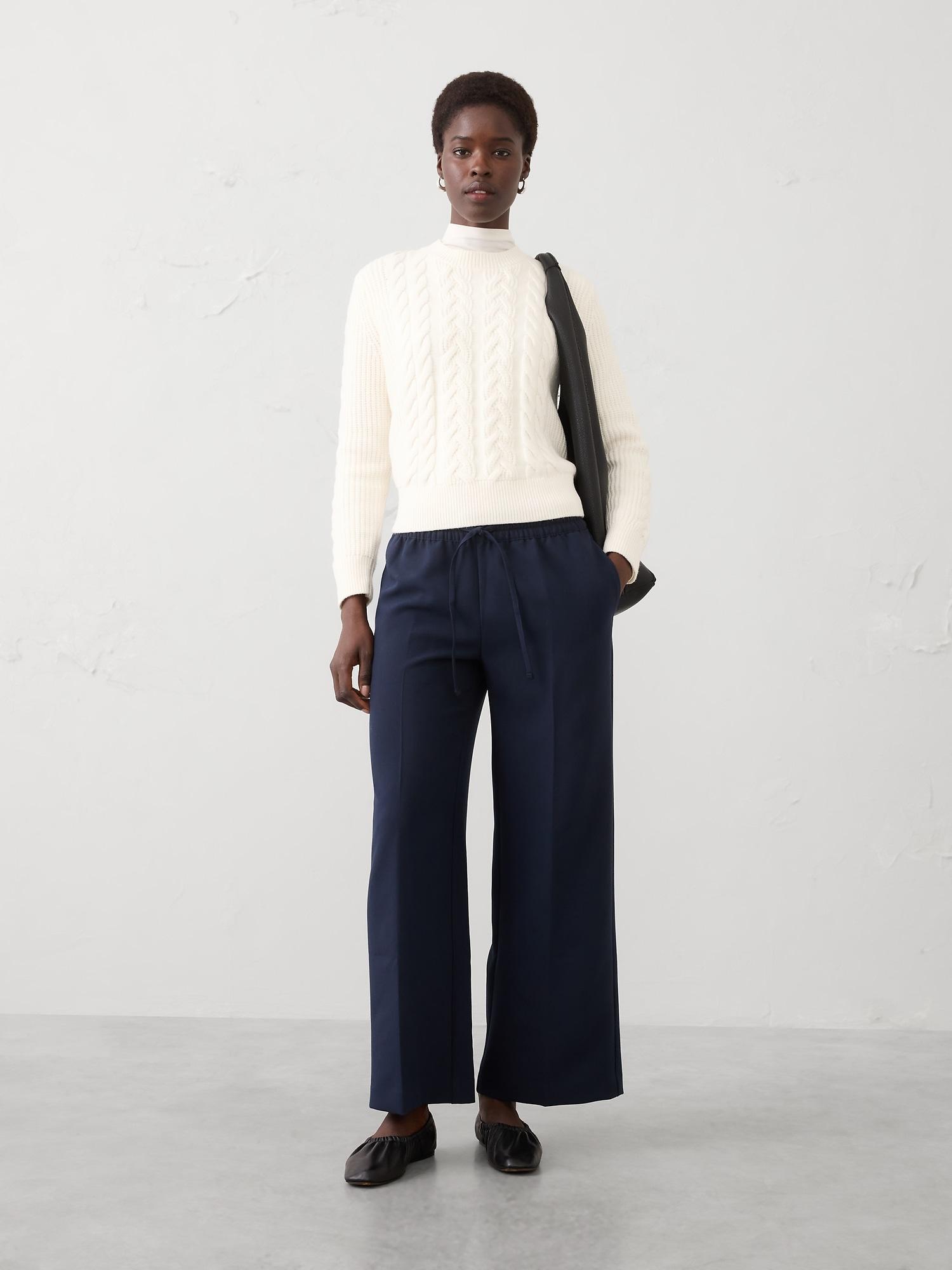 straight mid-rise pull-on pant