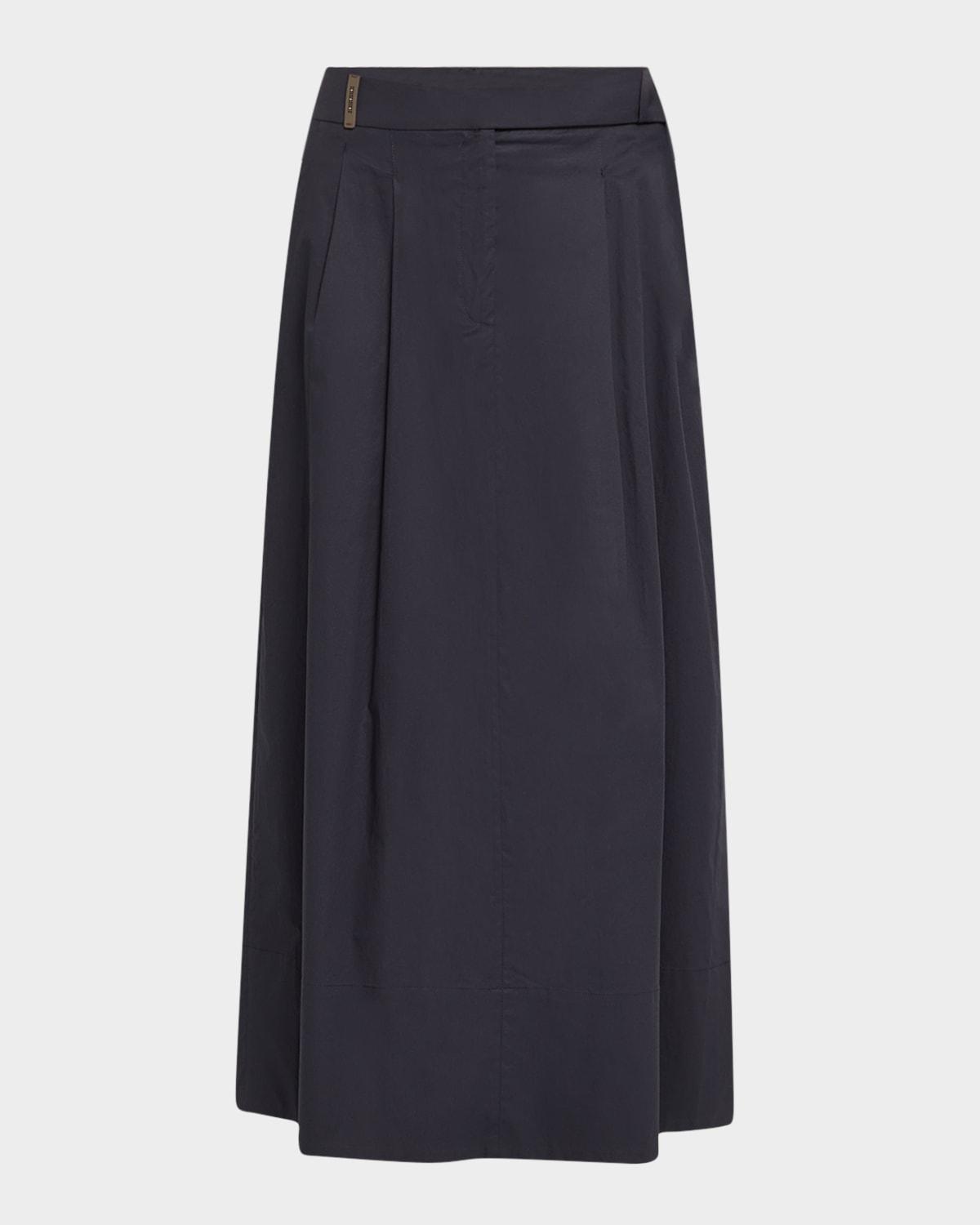 straight stretch cotton midi skirt