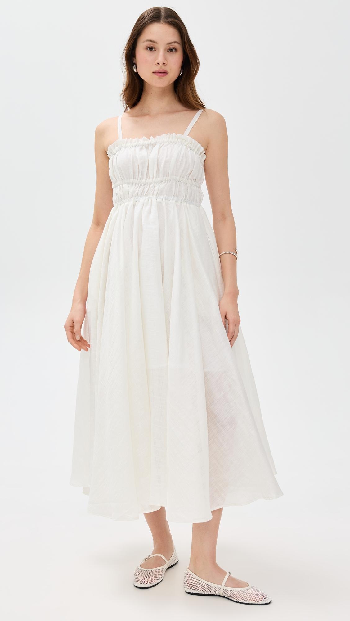 strap maxi dress with gathers at bust