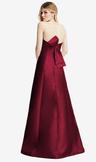 strapless a-line satin gown with modern bow detail