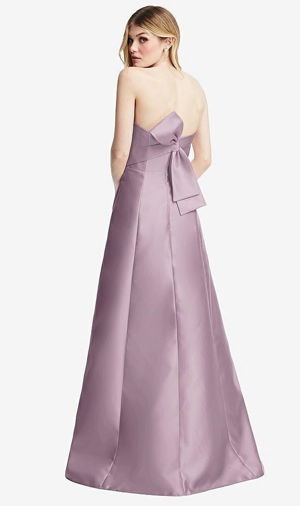 strapless a-line satin gown with modern bow detail