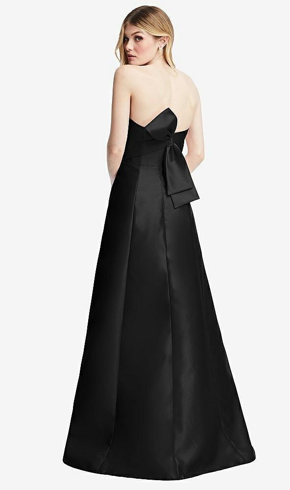 strapless a-line satin gown with modern bow detail