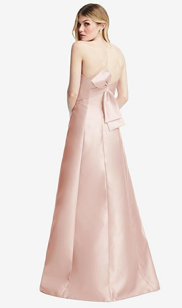 strapless a-line satin gown with modern bow detail