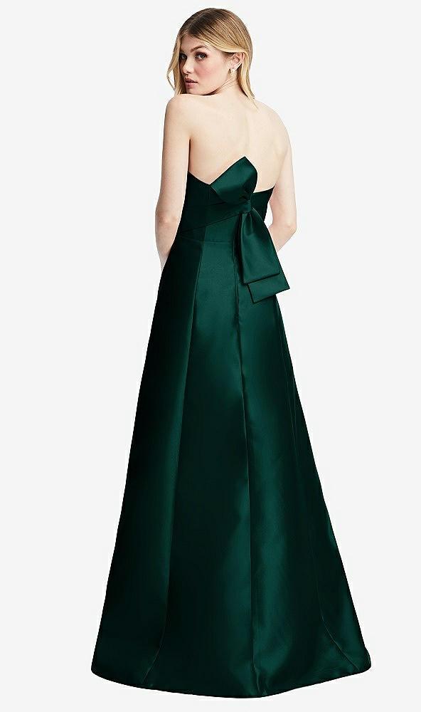 strapless a-line satin gown with modern bow detail
