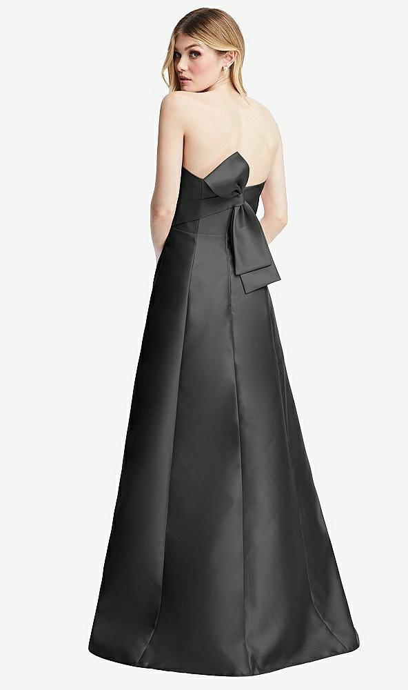 strapless a-line satin gown with modern bow detail